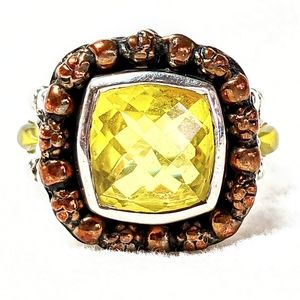 Amy Kahn Russell HSN lemon citrine 925 sterling ring w/ copper EXCELLENT size 8
